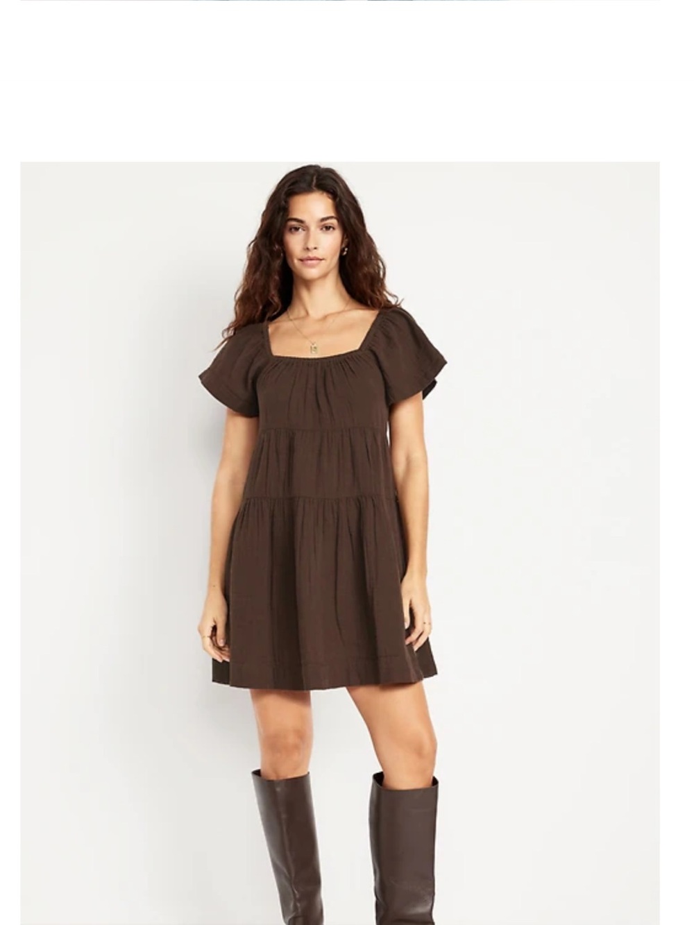 Old Navy Chocolate Brown Tiered Mini Dress- Large Tall size